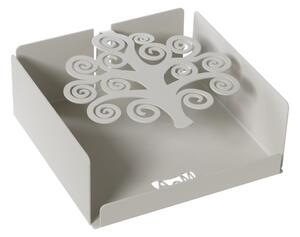 Porta tovaglioli composto dalle quattro pareti laterali e con ferma tovaglioli Albero della Vita, 17x17Px h,12 cm per tovaglioli di formato 15x15 cm avorio