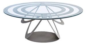 Tavolino Optical ovale in metallo, 80x58x32h, colore Ardesia