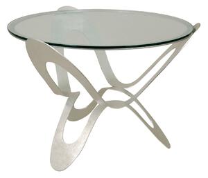 Tavolo contemporaneo originale Ninfa in metallo, diam.65x50h, colore Argento