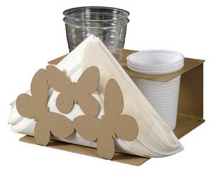 Set Tavola Farfalle in metallo, 17x17Px8h, picnic con il Set porta bicchieri e tovaglioli Farfalle colore Beige