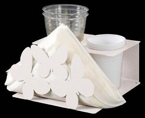 Set Tavola Farfalle in metallo, 17x17Px8h, colore Bianco Neve