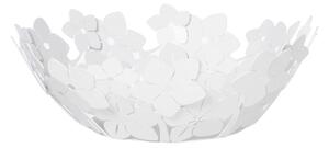 Centro tavola grande floreale Fior di Loto in metallo, d.40x15h, colore Bianco Marmo