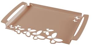 Vassoio Butterfly grande in metallo, 46x30, colore Beige