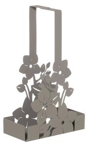 Porta bicchieri floreale di design Fior di Loto in metallo, 8x16x27h, colore Fango