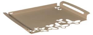Vassoio piccolo con farfalle Butterfly in metallo, 37x25, colore Beige