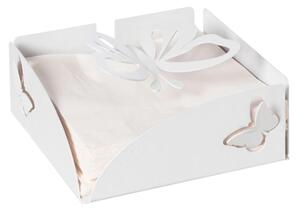 Porta tovaglioli con fermatovaglioli a forma farfalla, FARFALLOSO Dimensioni 17x17Px h,12 cm per tovaglioli di formato 15x15 cm Bianco