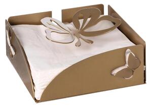 Porta tovaglioli con fermatovaglioli a forma farfalla, FARFALLOSO Dimensioni 17x17Px h,12 cm per tovaglioli di formato 15x15 cm Oro laccato