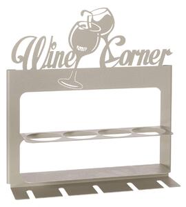Porta bottiglie di design moderno Wine Corner in metallo, 45X10PX45H, colore Avorio