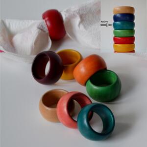 Allaccia tovaglioli tovagliolo pezzi 1 in legno tornito a mano colore maturale diametro 4,5 cm colore Azzurro