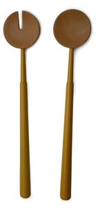 Coppia posate insalata in Legno Di Ontano 34x6,5 cm non lavabili in lavastoviglie colore Giallo