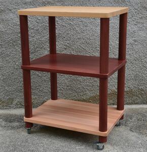 Carrello da cucina in legno con ripiani in massello 50x70xh100 legno di mogano colorato e ripiani in massello naturale e mogano