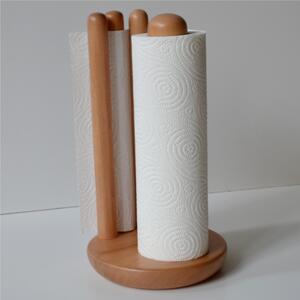 Portarotolo verticale da tavolo portascottex diametro 15xh28 cm in legno di ontano naturale base naturale