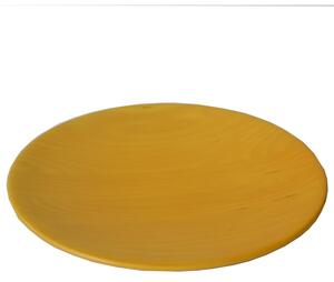 Centrotavola, portafrutta in Legno di Ontano diametro 40xh 3,5 cm colore Giallo