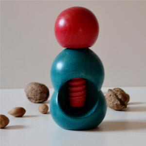Rompinoce SFERA in legno di tiglio tornito a mano 5,5xh12 cm bicolor azzurro rosso