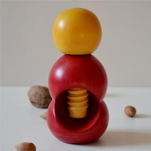 Rompinoce SFERA in legno di tiglio tornito a mano 5,5xh12 cm bicolor rosso giallo