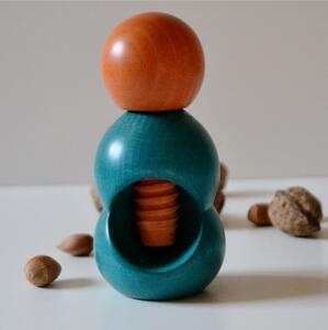 Rompinoce SFERA in legno di tiglio tornito a mano 5,5xh12 cm bicolor azzurro arancio