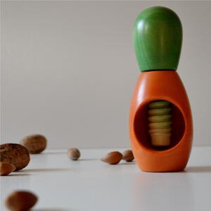 Rompinoce in legno di tiglio OLIVA tornito a mano 5,5xh12,5 cm bicolor Arancio Verde