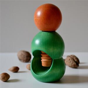 Rompinoce SFERA in legno di tiglio tornito a mano 5,5xh12 cm bicolor verde arancio