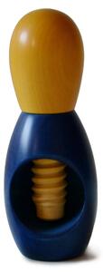 Rompinoce in legno di tiglio OLIVA tornito a mano 5,5xh12,5 cm bicolor Blu Giallo