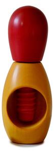 Rompinoce in legno di tiglio OLIVA tornito a mano 5,5xh12,5 cm bicolor Arancio rosso