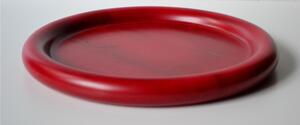 Vassoio tondo in legno massello tornito a mano diametro 34xh3,5 cm verniciato con vernici all'acqua di colore rosso