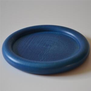 Sottobottiglia in legno di tiglio tornito a mano diametro 13xh1,5 cm Pu� essere usato anche come piattino per il pane colore blu