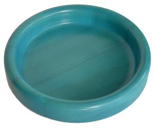 Ciotola in legno massello tornita a mano Medio � 34xh 6 cm per centrotavola portafrutta o vassoio colore Azzurro