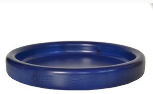 Ciotola in legno massello tornita a mano Big � 42xh 6 cm per centrotavola portafrutta o vassoio colore blu