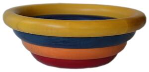 Insalatiera Fruttiera Arena Multicolor Diametro 34xh 12 cm con legno di ontano , ogni anello lavorato e tornito singolarmente a mano colore legno multicolor giallo