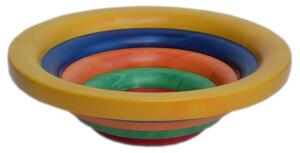 Insalatiera Centrotavola Fruttiera Arena Multicolor Diametro 30xh 10 cm con legno di ontano , ogni anello lavorato e tornito singolarmente a mano colore legno multicolor Giallo