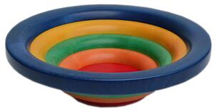 Insalatiera Centrotavola Fruttiera Arena Multicolor Diametro 30xh 10 cm con legno di ontano , ogni anello lavorato e tornito singolarmente a mano colore legno multicolor blu