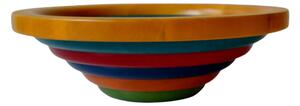 Centrotavola Fruttiera, Insalatiera ARENA Diametro 34xh 11,5 cm con legno massello di tiglio , ogni anello lavorato e tornito singolarmente a mano multicolor