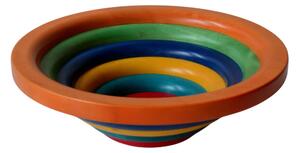 Centrotavola Fruttiera, Insalatiera ARENA � 34xh 11,5 cm con legno massello di tiglio , ogni anello lavorato e tornito singolarmente a mano multicolor