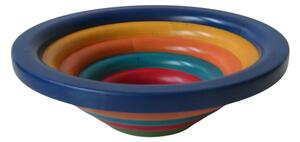 Centrotavola Fruttiera, Insalatiera ARENA Diametro 34xh 11,5 cm con legno massello di tiglio , ogni anello lavorato e tornito singolarmente a mano multicolor