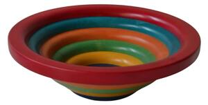 Centrotavola Fruttiera, Insalatiera ARENA � 34xh 11,5 cm con legno massello di tiglio , ogni anello lavorato e tornito singolarmente a mano multicolor