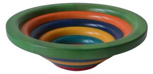 Centrotavola Fruttiera, Insalatiera ARENA � 34xh 11,5 cm con legno massello di tiglio , ogni anello lavorato e tornito singolarmente a mano multicolor
