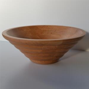 Centrotavola Fruttiera, Insalatiera ALVEARE BIG Diametro 34xh 12 cm con legno di ontano , ogni anello lavorato e tornito singolarmente a mano colore legno naturale