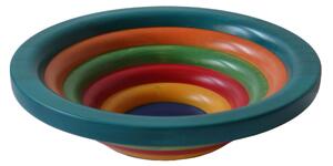Centrotavola Fruttiera, Insalatiera ARENA diametro 34xh 11,5 cm con legno massello di tiglio , ogni anello lavorato e tornito singolarmente a mano multicolor