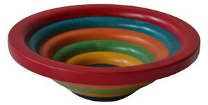 Centrotavola Fruttiera, Insalatiera ARENA � 42xh 12 cm con legno massello di tiglio , ogni anello lavorato e tornito singolarmente a mano multicolor