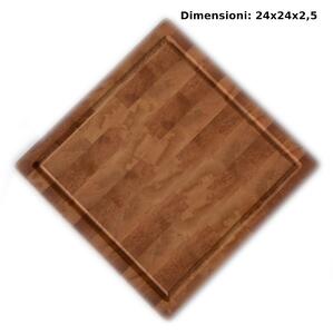 Tagliere Quadrato in legno di ontano lavorazione tassellata 24x24xh2,5 cm adatto per tagliare e servire con eleganza: arrosti, salumi