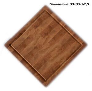 Tagliere Quadrato in legno di ontano lavorazione tassellata 33x33xh2,5 cm adatto per tagliare e servire con eleganza: arrosti, salumi