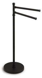 Piantana da bagno Porta salviette base rotonda due bracci INDUSTRIAL 33x15xh90 cm in ottone finitura nero matt