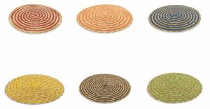 Set 6 TOVAGLIETTE Spiral in Rafia Assortito, diametro 37 x altezza 0.3 cm