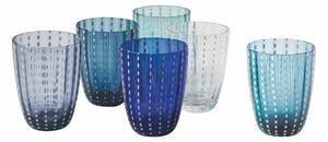 Set 6 BICCHIERI ACQUA Kalahari in Vetro Multicolor, diametro 8.5 x altezza 11 cm, capacit� 300 ml