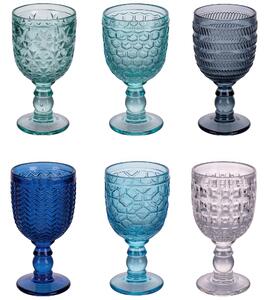 Calici ACQUA/bibita Set 6 in Vetro Colorato GEOMETRIE OCEAN Multicolor, 280 ML diametro 0,8x h15 cm Color multicolor