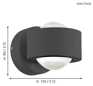 Eglo 64496 - Applique LED ONO PRO 2xLED/2,5W/230V antracite