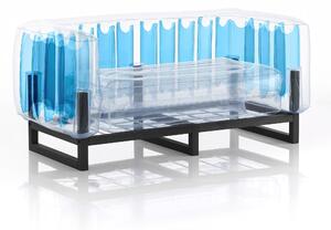 Divano Yomi eko struttura in alluminio, dimensioni 76x151xH69 cm peso 14,6 kg, seduta gonfiabile in TPU colore blu bicolore