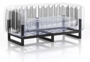 Divano Yomi eko struttura in alluminio, dimensioni 76x151xH69 cm peso 14,6 kg, seduta gonfiabile in TPU colore nero bicolore