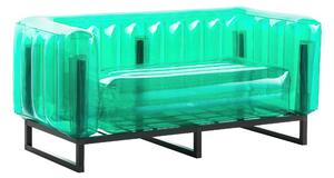 Divano EKO gonfiabile con TELAIO IN ALLUMINIO e TPU Crystal Green YOMI, 76,5x151xH69,5 cm riciclabile, biodegradabile, estremamente resistente, peso sopportabile 300 kg