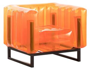Poltrona EKO gonfiabile con TELAIO IN ALLUMINIO e TPU Crystal Orange YOMI, 76,5x83xH69,5 cm riciclabile, biodegradabile, estremamente resistente, peso sopportabile 150 kg